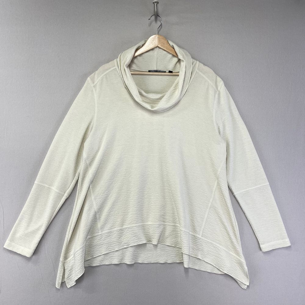 Sno Skins Blouse Womens L Cream Lagenlook Cowlneck Long Sleeve Comfort Oversized